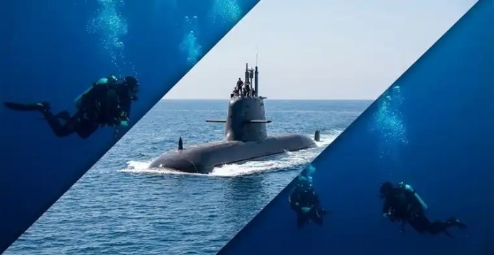 Soldados de la Marina de Israel en entrenamiento táctico de submarinos destacando la tecnología de simulación y resistencia física.