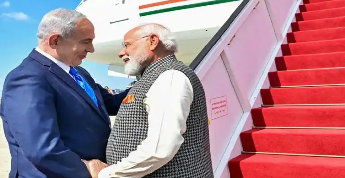 Primer Ministro Netanyahu y Narendra Modi en la firma de la Asociación Estratégica Especial entre Israel e India en Jerusalén.
