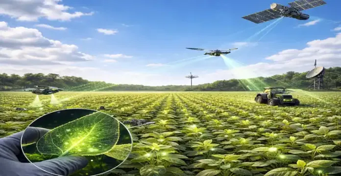 Detección satelital de estrés en cultivos mediante biosensores fluorescentes